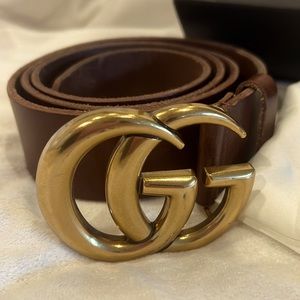 🤎 Authentic Gucci Double G Marmont Wide Leather Belt 95 🤎